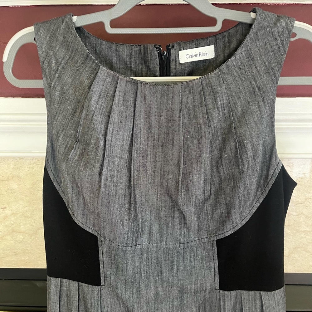 Calvin Klein Sleeveless A-line Dress in gray & Black - Picture 2 of 11